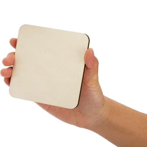 20 Pcs Unfinished Wood Squares Pieces, 4 x 4 Inch Thick Wood Coasters, Wooden - Picture 5 of 5